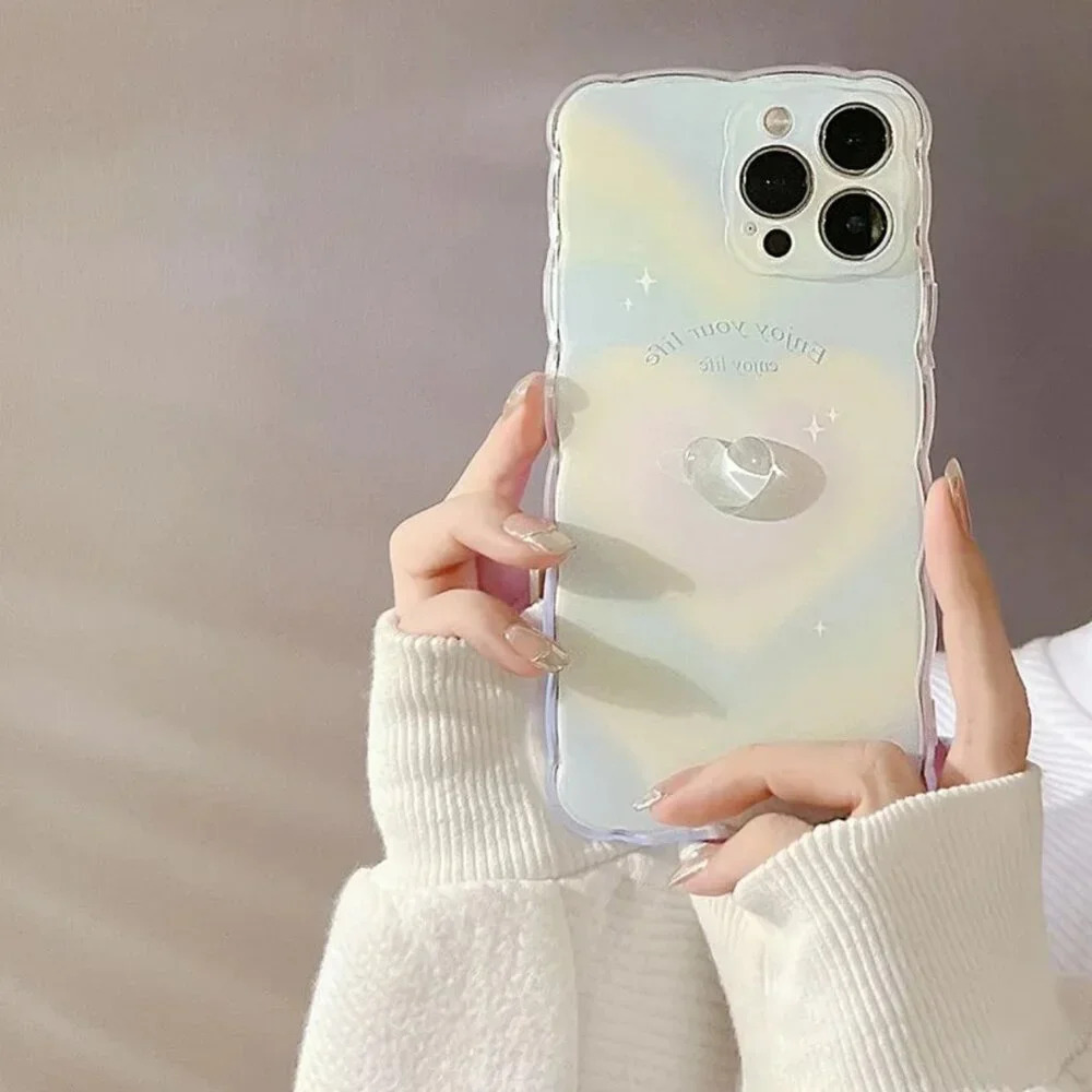 YesStyle Akord Sound Heart Phone Case "Enjoy Life" Rainbow iPhone 12